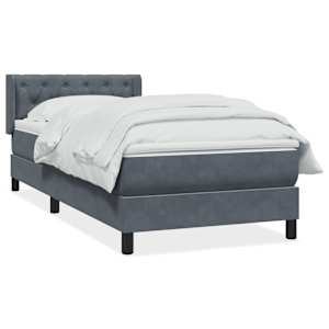 Box spring postel s matrací tmavě šedá 80x220 cm samet - obrázek 1