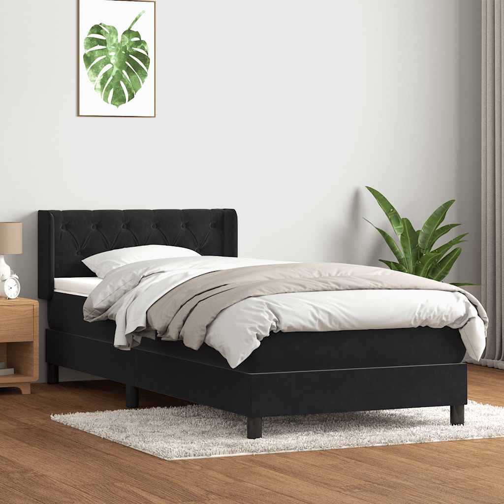 vidaXL Boxspring met matras fluweel zwart 80x220 cm afbeelding