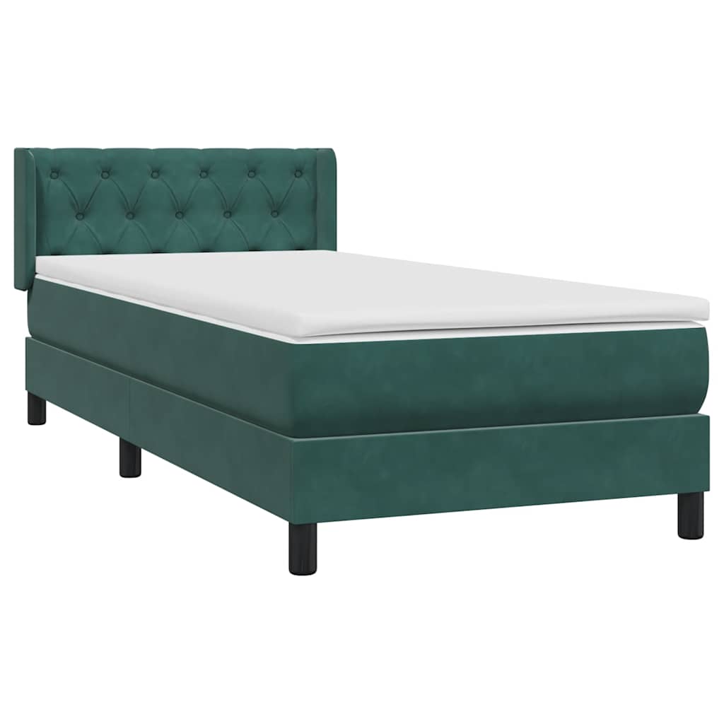 Thumbnail - vidaXL Boxspringbett mit Matratze Dunkelgrün 80x220 cm Samt