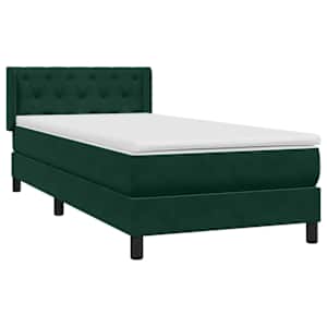Box spring postel s matrací tmavě zelená 80x220 cm samet - obrázek 2