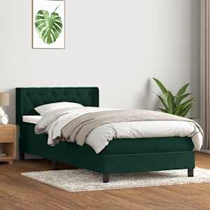 Box spring postel s matrací tmavě zelená 80x220 cm samet - obrázek 3