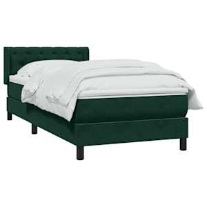 Box spring postel s matrací tmavě zelená 80x220 cm samet - obrázek 4