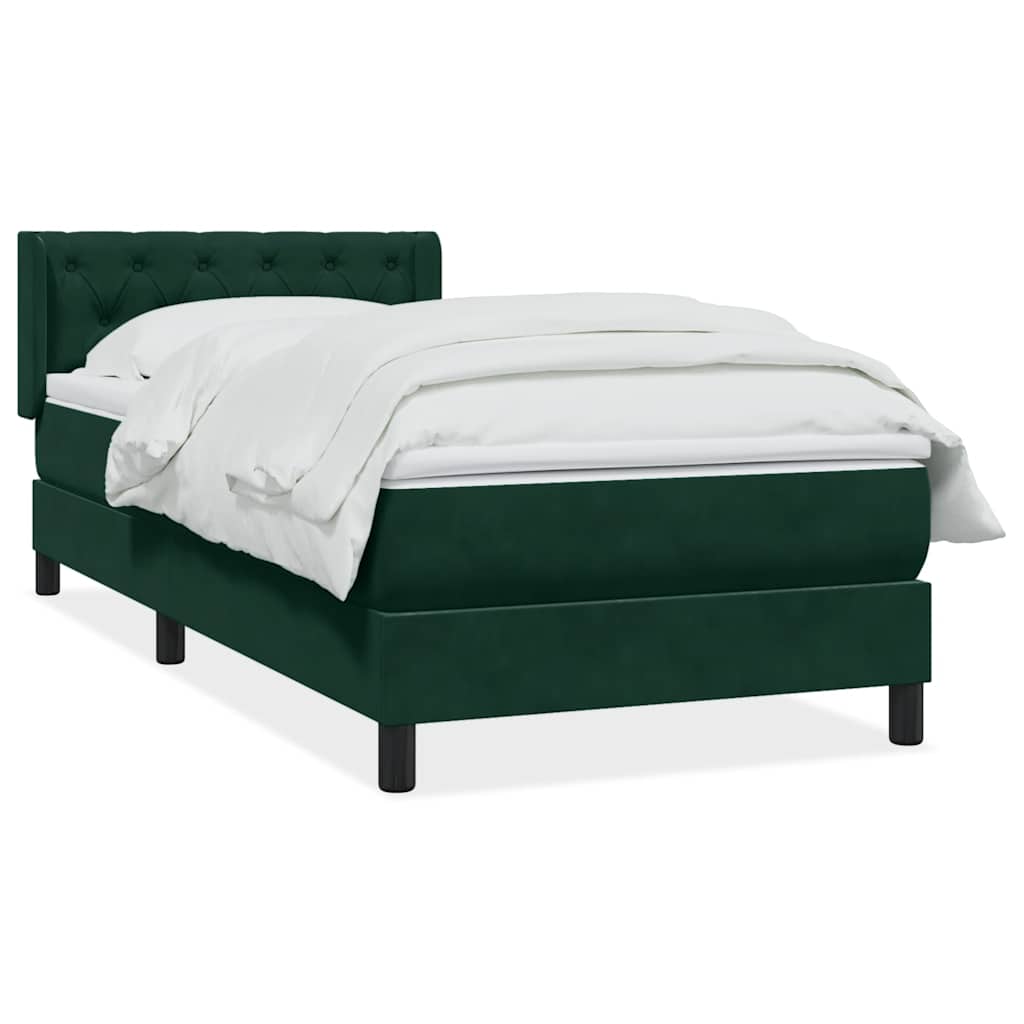 vidaXL Pat box spring cu saltea, verde închis, 80x220 cm, catifea