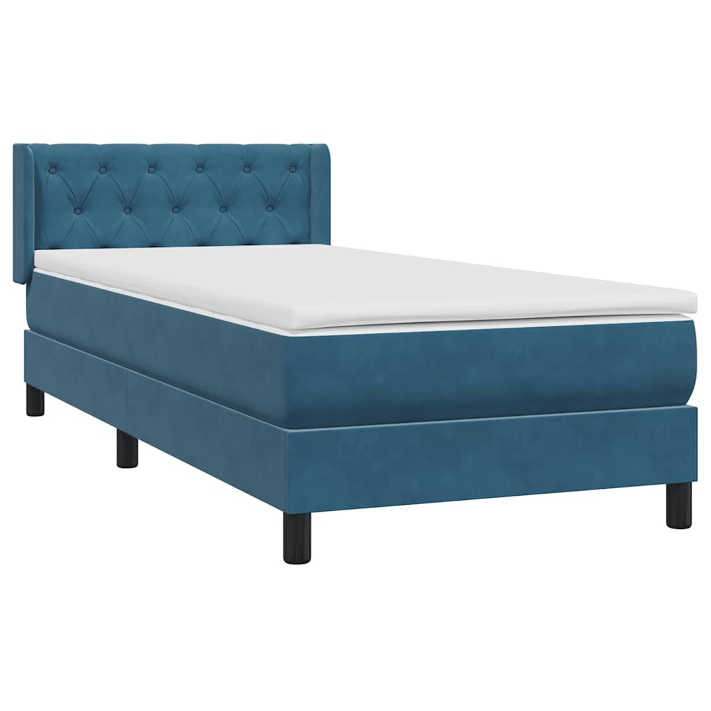 Thumbnail - vidaXL Boxspringbett mit Matratze Dunkelblau 80x220 cm Samt