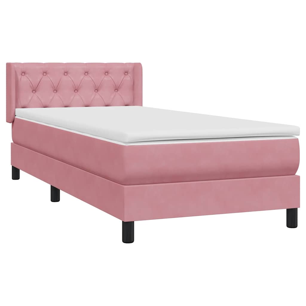 vidaXL Box spring postel s matrací růžová 80x220 cm samet
