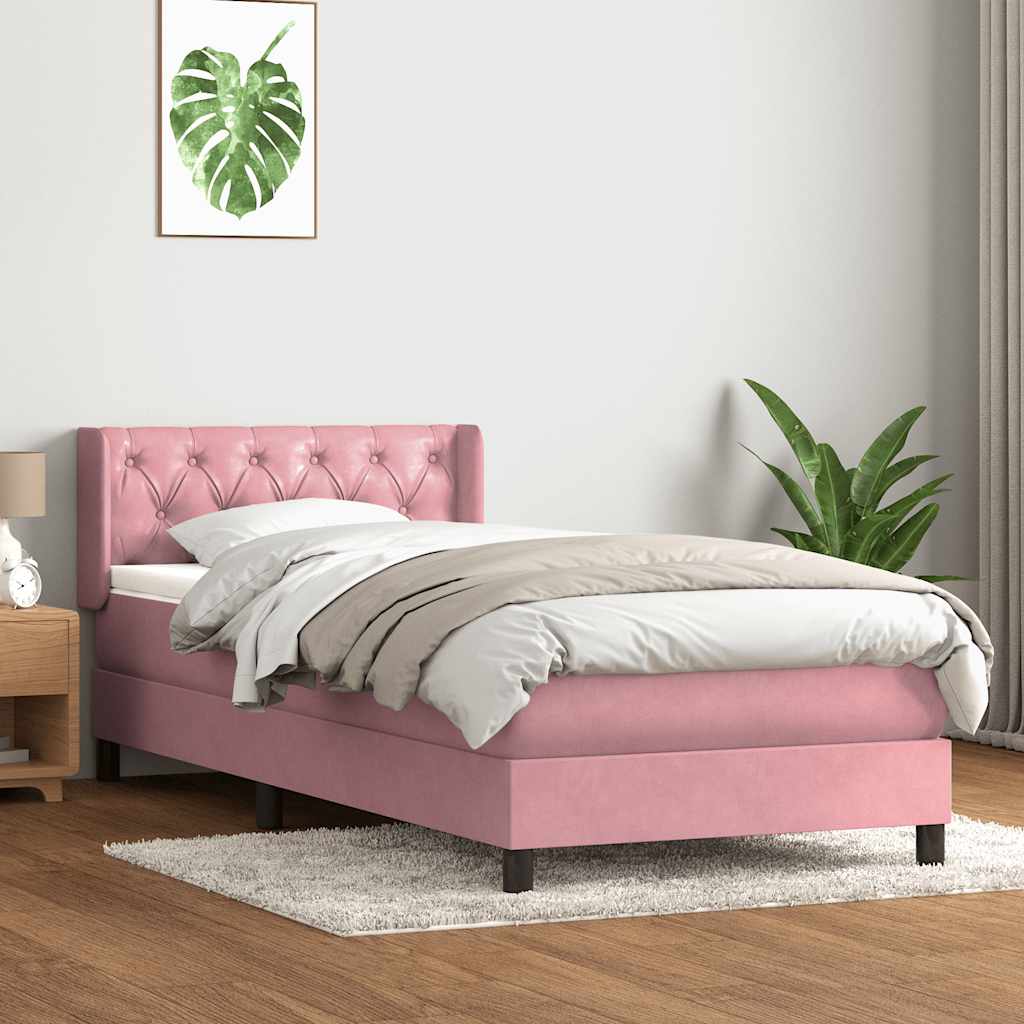 vidaXL Boxspring met matras fluweel roze 80x220 cm afbeelding