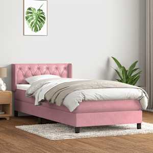 Box spring postel s matrací růžová 80x220 cm samet - obrázek 3