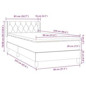 Box spring postel s matrací růžová 80x220 cm samet - obrázek 12
