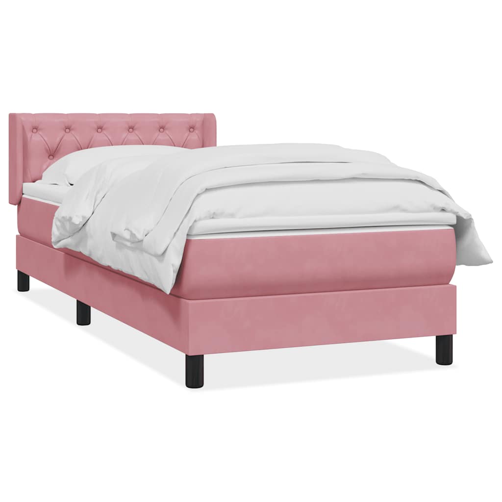 vidaXL Boxspringbett mit Matratze Rosa 80x220 cm Samt