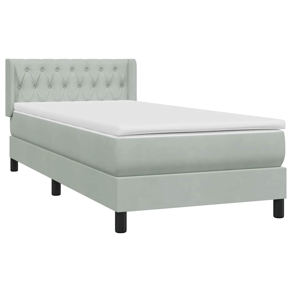 vidaXL Box Spring Postel s matrací Světle šedá 90x220 cm Samet