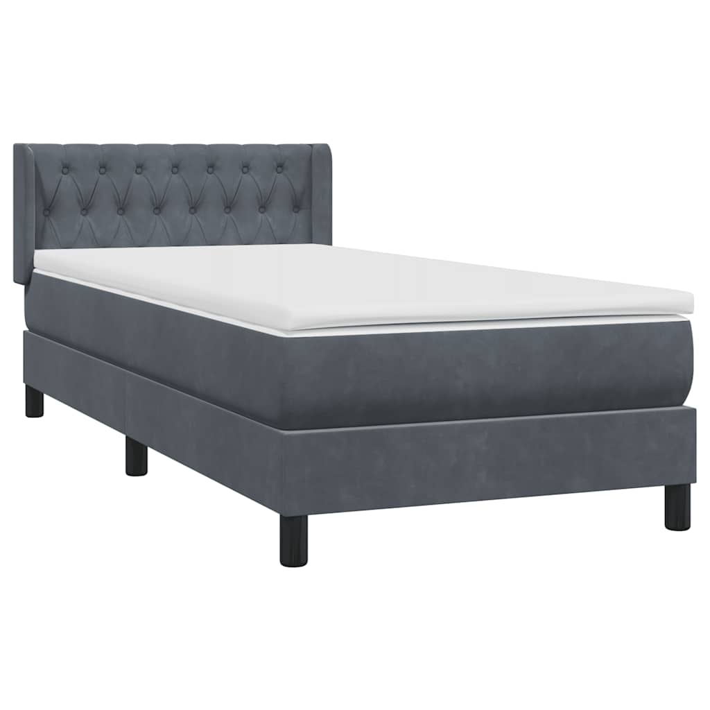 vidaXL Box Spring postelja z vzmetnico Temno siva 90x220 cm Velvet