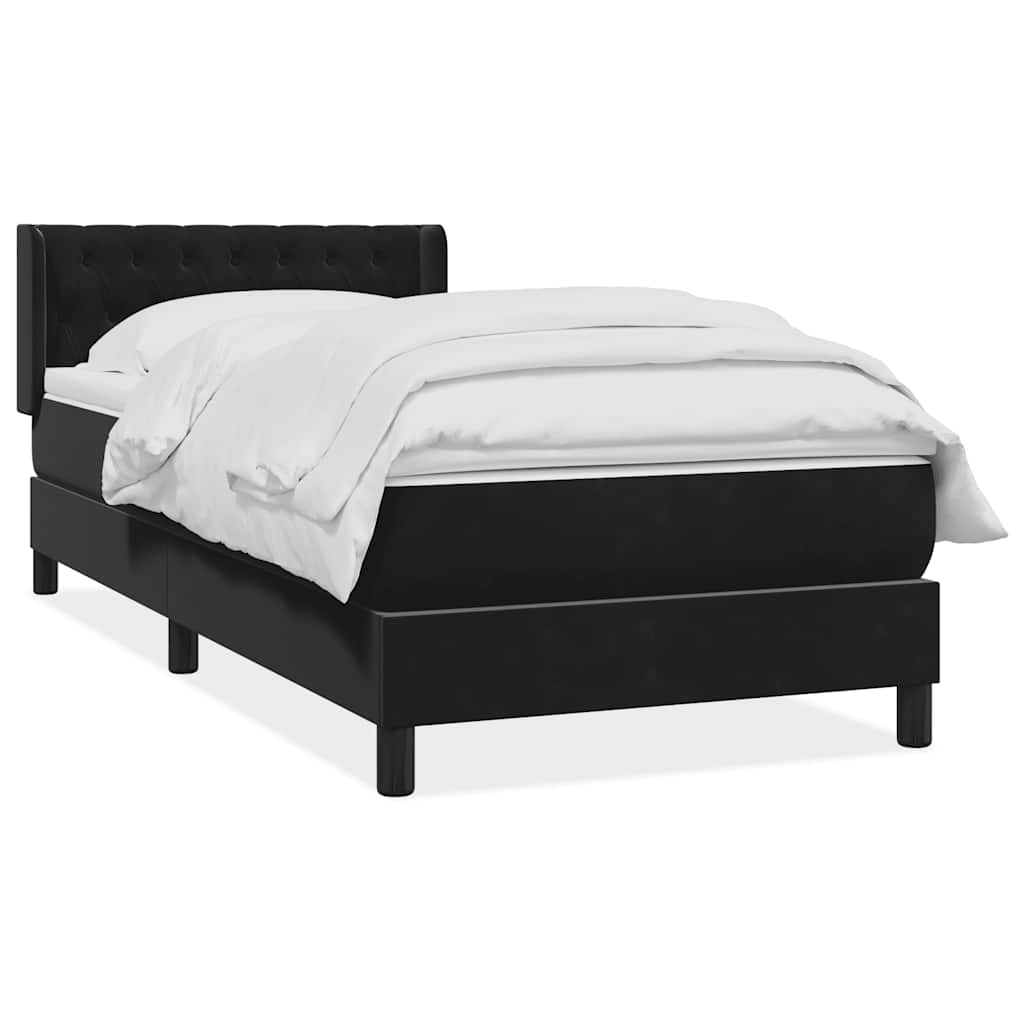 vidaXL Boxspringbett mit Matratze Schwarz 90x220 cm Samt