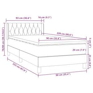 Box spring postel s matrací tmavě modrá 90x220 cm samet - obrázek 12