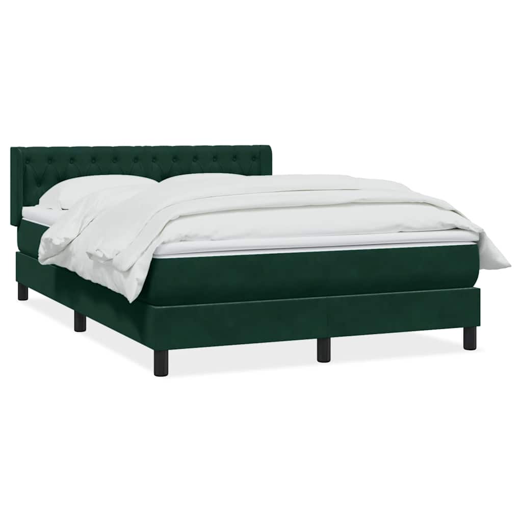 vidaXL Box spring postel s matrací tmavě zelená 160x220 cm samet