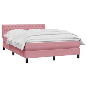 vidaXL Sommier &agrave; lattes de lit avec matelas rose 160x220 cm velours
