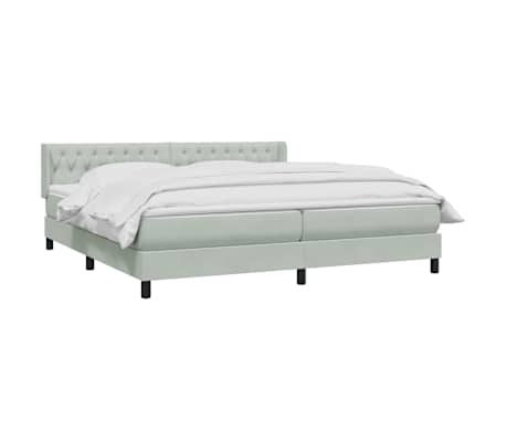 vidaXL Sommier &agrave; lattes de lit et matelas gris clair 200x220cm velours