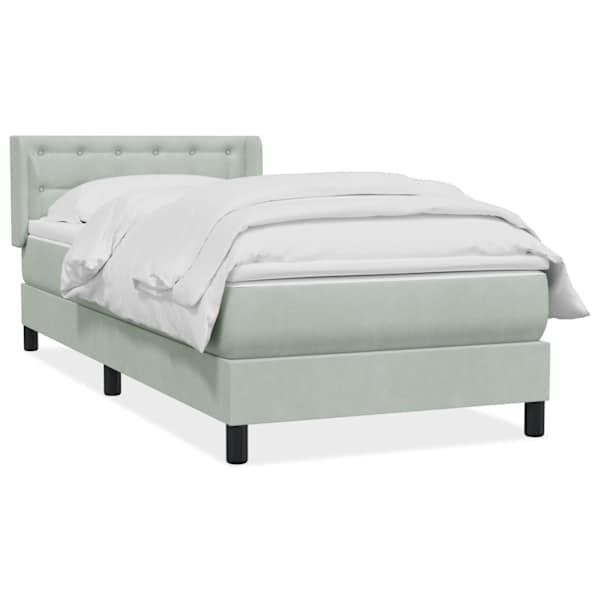 vidaXL Box Vedruvoodi madratsiga Helehall 80x210 cm samet