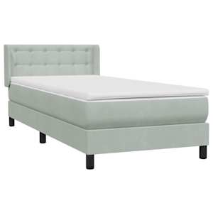 Box spring postel s matrací světle šedá 80x210 cm samet - obrázek 4