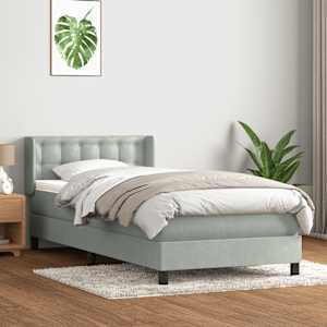 Box spring postel s matrací světle šedá 80x210 cm samet - obrázek 1