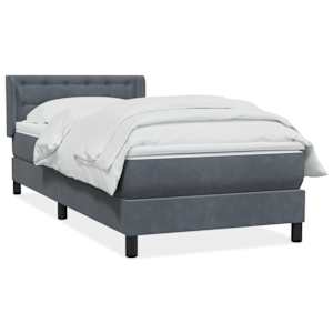 Box spring postel s matrací tmavě šedá 80x210 cm samet - obrázek 2
