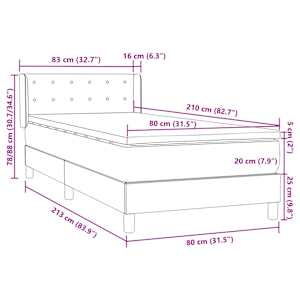 Box spring postel s matrací tmavě šedá 80x210 cm samet - obrázek 12