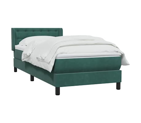 vidaXL Sommier &agrave; lattes de lit et matelas vert fonc&eacute; 80x210 cm velours
