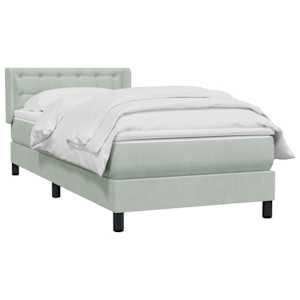 vidaXL Sommier &agrave; lattes de lit et matelas gris clair 90x210 cm velours