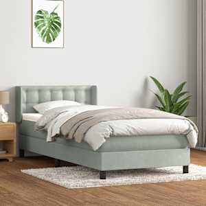 Box Spring postelja z vzmetnico Svetlo siva 90x210 cm Velvet