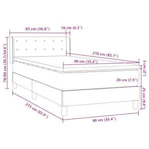 Box spring postel s matrací černá 90x210 cm samet - obrázek 12
