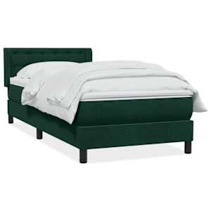 Box spring postel s matrací tmavě zelená 90x210 cm samet - obrázek 2