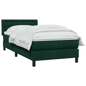 Box spring postel s matrací tmavě zelená 90x210 cm samet - obrázek 3
