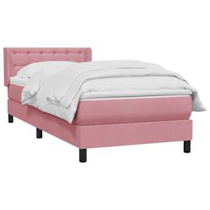 Box spring postel s matrací růžová 90x210 cm samet - obrázek 3