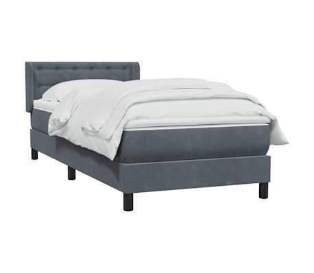 vidaXL Sommier &agrave; lattes de lit et matelas gris fonc&eacute; 100x210cm velours