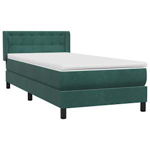 Box spring postel s matrací tmavě zelená 100x210 cm samet - obrázek 4