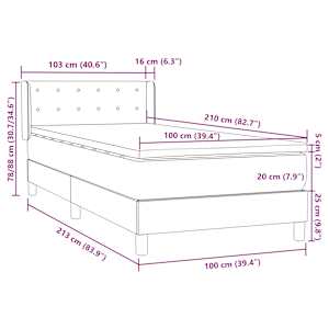 Box spring postel s matrací tmavě modrá 100x210 cm samet - obrázek 12