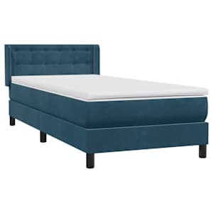 Box spring postel s matrací tmavě modrá 100x210 cm samet - obrázek 4