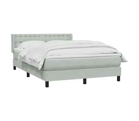 vidaXL Sommier &agrave; lattes de lit et matelas gris clair 140x210cm velours