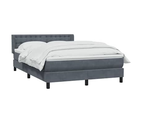 vidaXL Sommier &agrave; lattes de lit et matelas gris fonc&eacute; 140x210cm velours