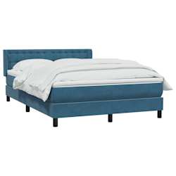 vidaXL Boxspring met matras fluweel donkerblauw 140x210 cm