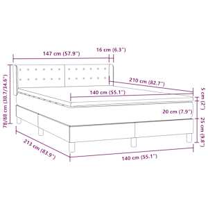 Box spring postel s matrací růžová 140x210 cm samet - obrázek 12