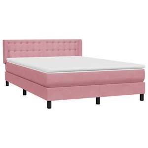Box spring postel s matrací růžová 140x210 cm samet - obrázek 4