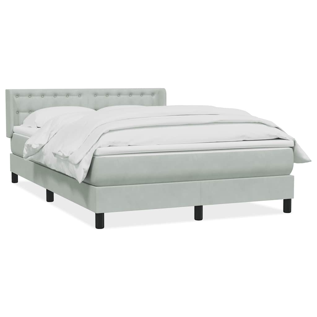 vidaXL Boxspring met matras fluweel lichtgrijs 160x210 cm grijs, foto 3