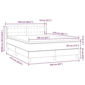Box spring postel s matrací tmavě šedá 160x210 cm samet - obrázek 12