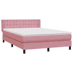 Box spring postel s matrací růžová 160x210 cm samet - obrázek 4