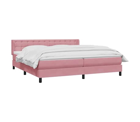 vidaXL Boxspringbett mit Matratze Rosa 180x210 cm Samt