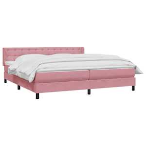 vidaXL Boxspringbett mit Matratze Rosa 180x210 cm Samt