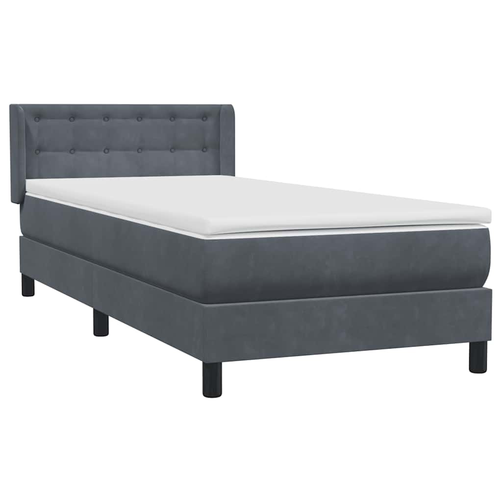 vidaXL Boxspring met matras fluweel donkergrijs 80x220 cm grijs, foto 4