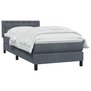 vidaXL Sommier &agrave; lattes de lit et matelas gris fonc&eacute; 80x220 cm velours