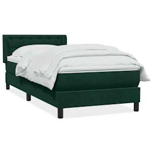 Box spring postel s matrací tmavě zelená 80x220 cm samet - obrázek 2