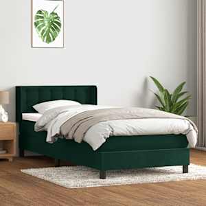 Box spring postel s matrací tmavě zelená 80x220 cm samet - obrázek 1